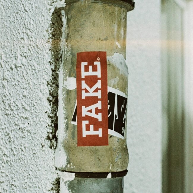 Fake sticker on a pipe.