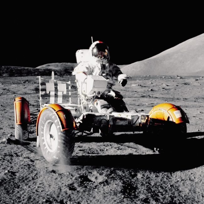 Lunar rover on the moon.