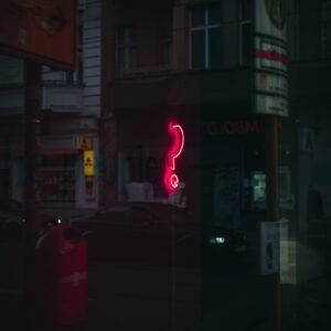 Neon question mark.